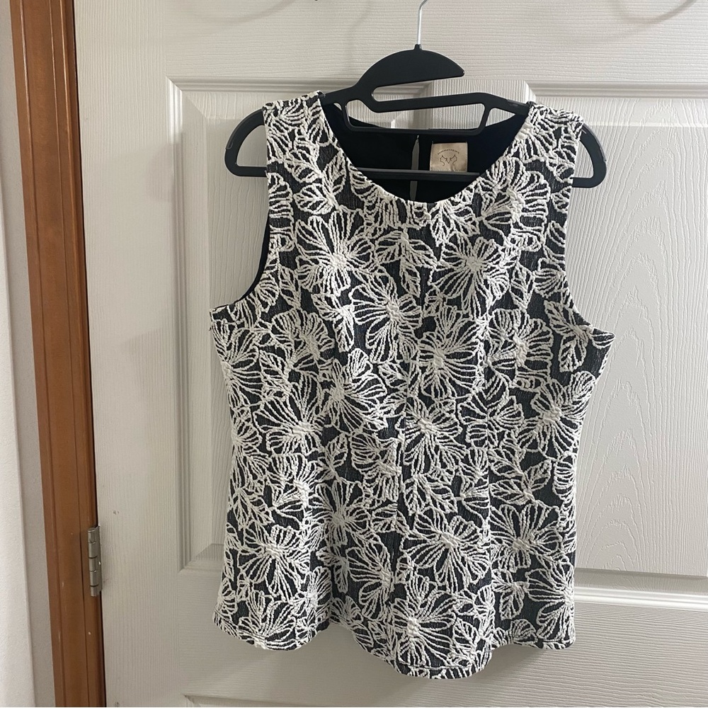 Anthropologie Black and White Sleeveless Blouse